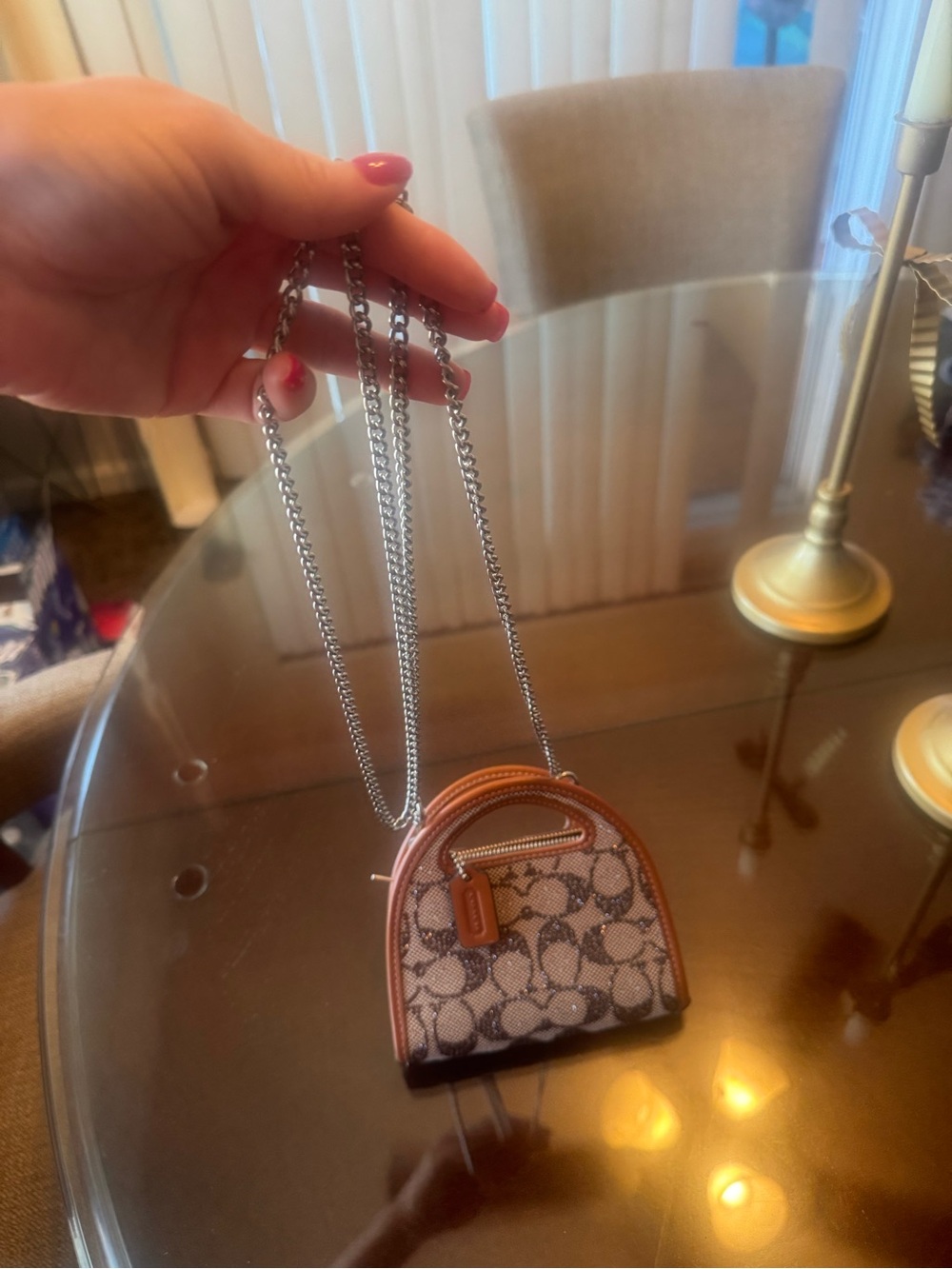 Coach Crystal Signature Jacquard Top Handle Card Holder